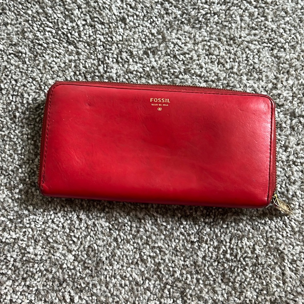 Red fossil wallet